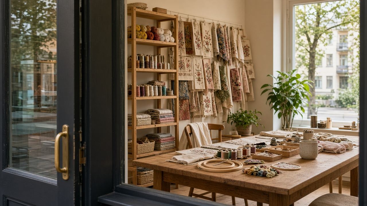 Embroidery / needlework studio workspace at Embroidery Chloadevol